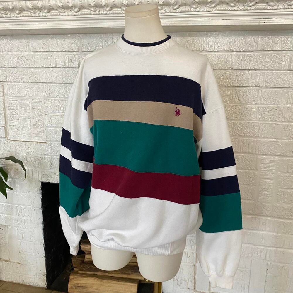 Vintage 90s green striped pullover